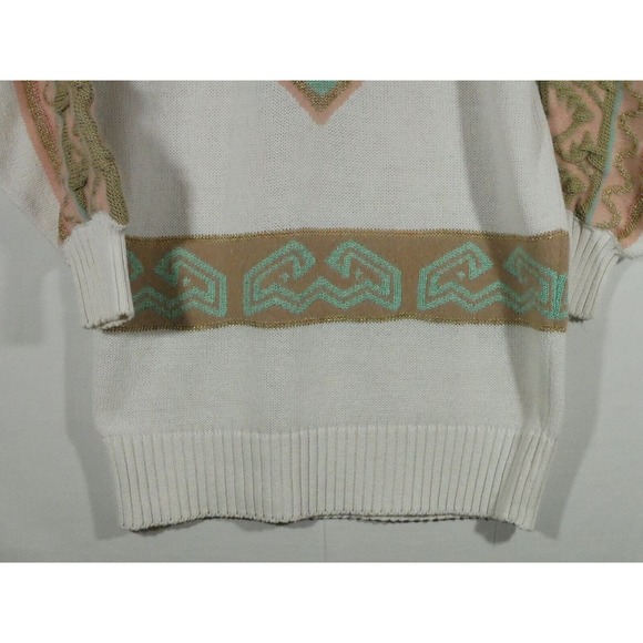 Vtg Bonnie Boerer Sweater Aztec Southwest Button Shoulder Sz Medium - Picture 3 of 12
